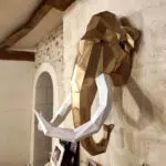 Papercraft testa di mammut murale in origami 3D