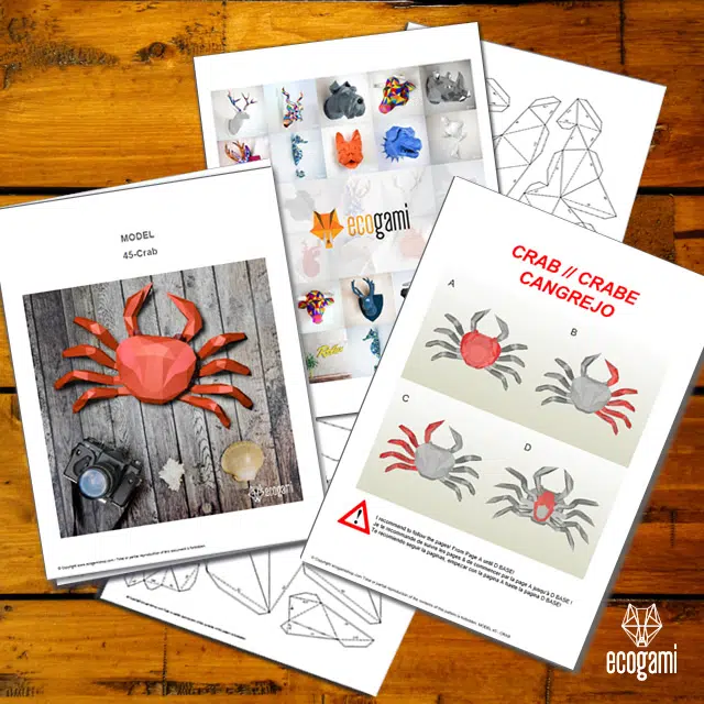Papercraft de cangrejo en origami 3D