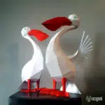 Papercraft van pelikanen in 3D-origami, weergave 5