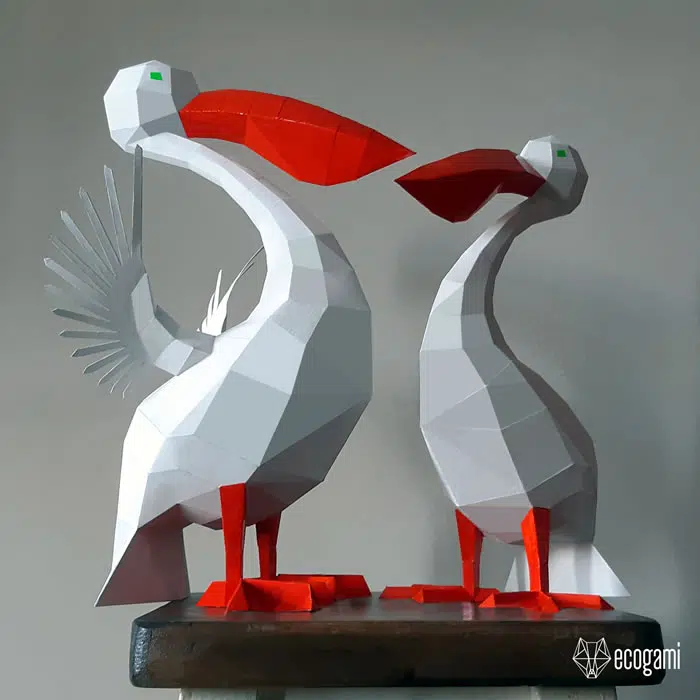 3D origami pelican papercraft set