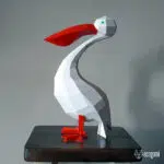 Papercraft van pelikanen in 3D-origami, weergave 4