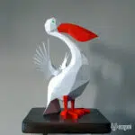 Papercraft van pelikanen in 3D-origami, weergave 3