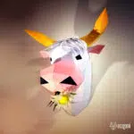 Koe hoofd in origami 3D, weergave 6