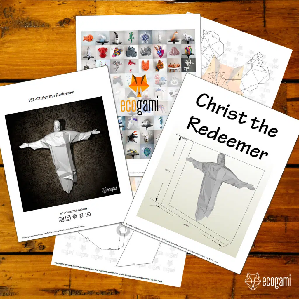 3D Origami Christus de Verlosser papercraft, weergave 2