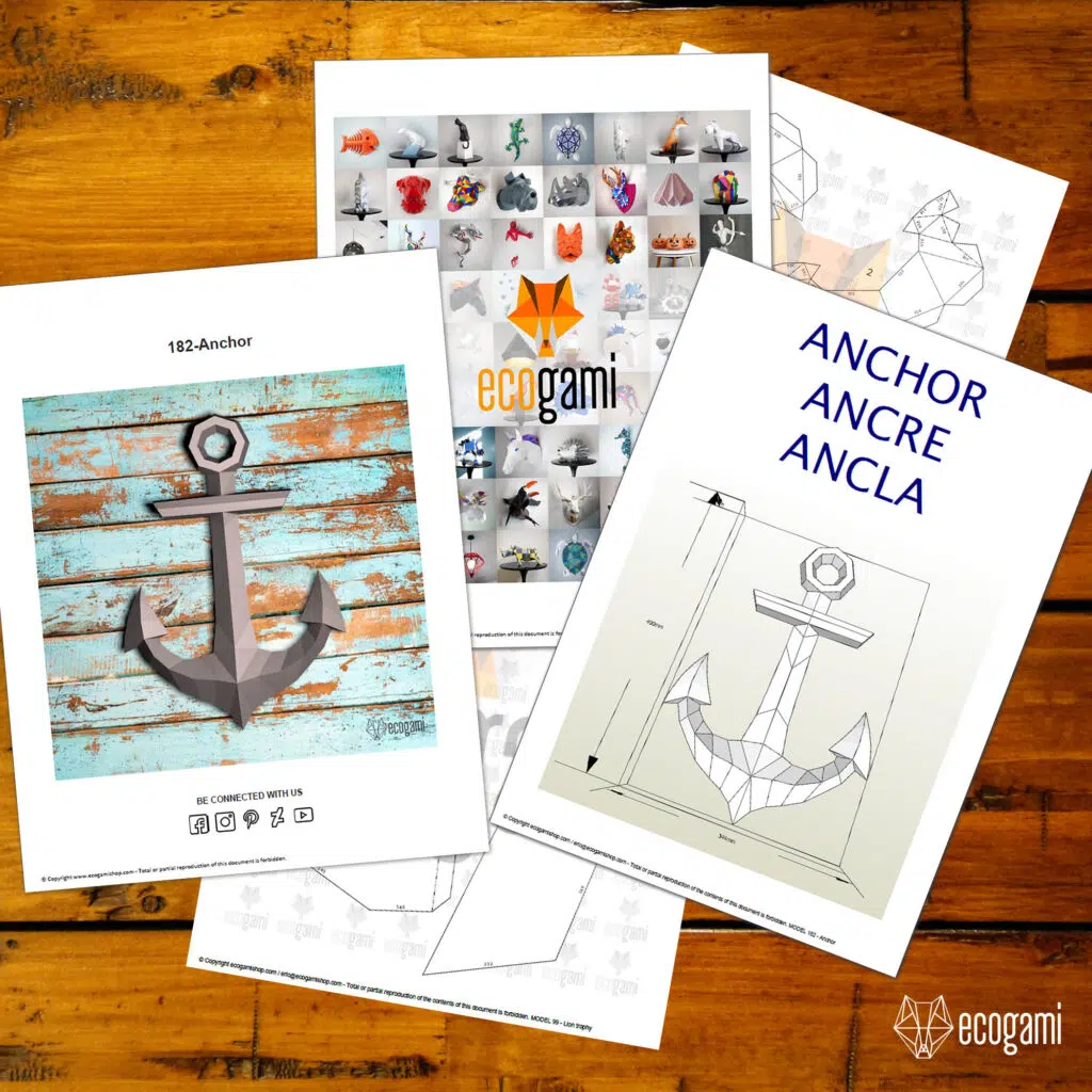 3D Origami Boat Anchor Papercraft