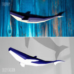 Papercraft eines Blauwals in 3D-Origami