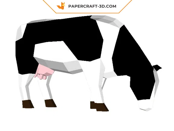 Papercraft vache en origami papier 3D - PDF, DXF et SVF : modèle et instructions