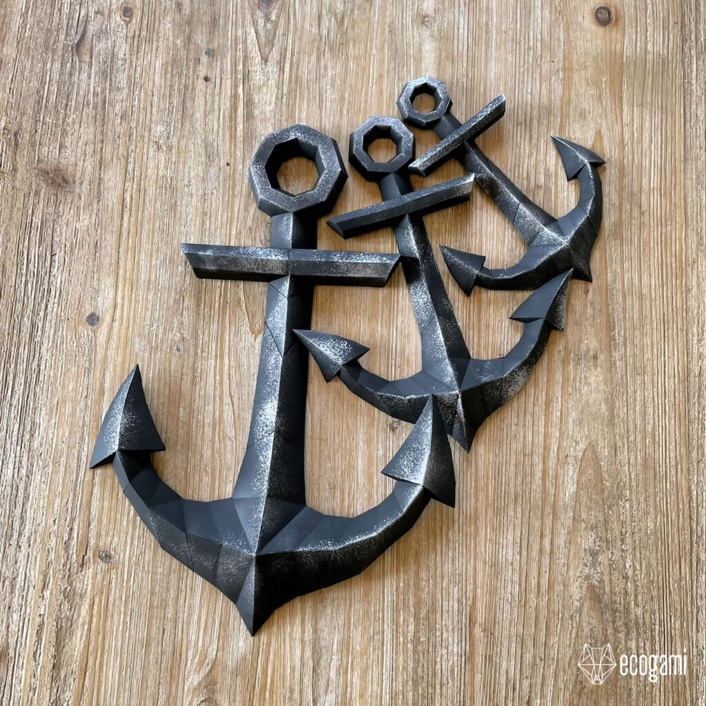 3D Origami Boat Anchor Papercraft