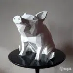 Papercraft de porco em origami 3D