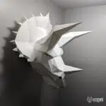 Origami 3D schedel van een triceratops, weergave 6