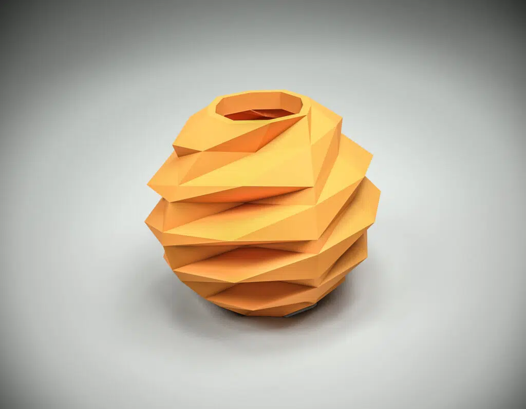 Papercraft de vaso redondo em origami 3D