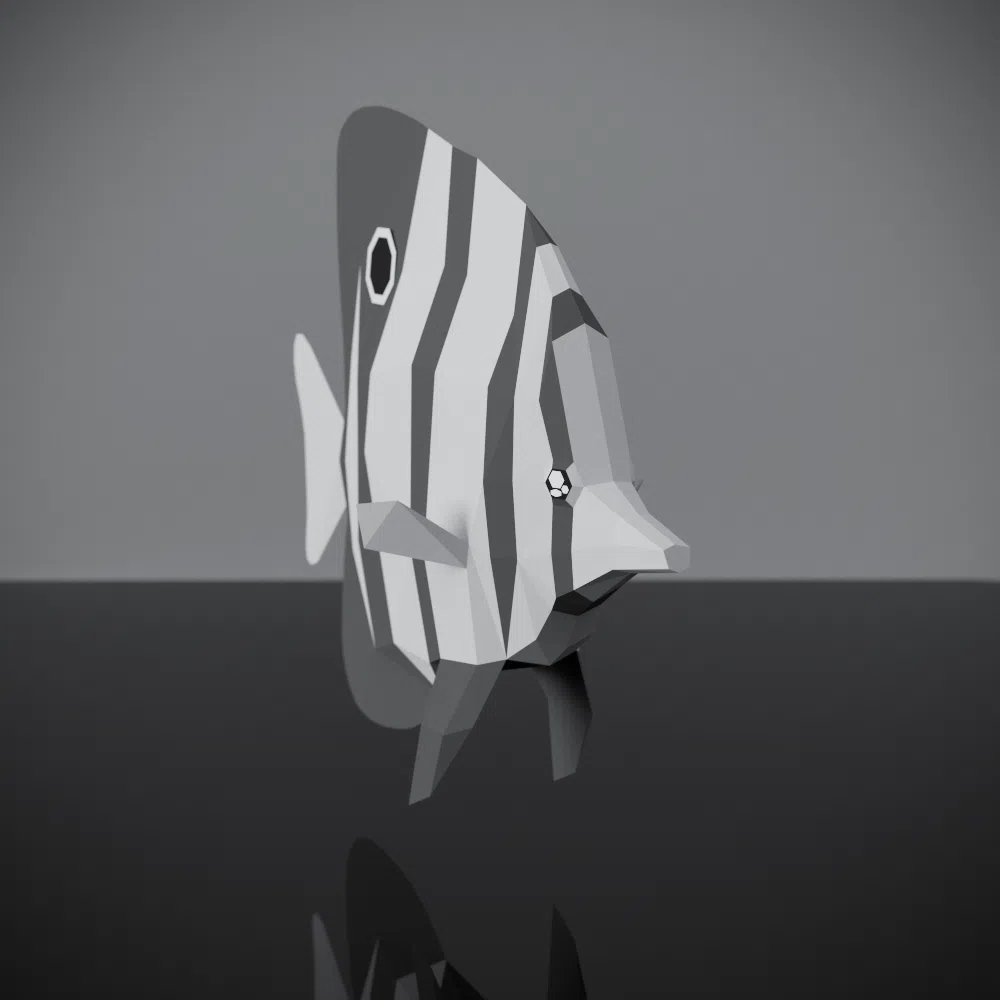 3D origami papercraft butterfly fish, side view