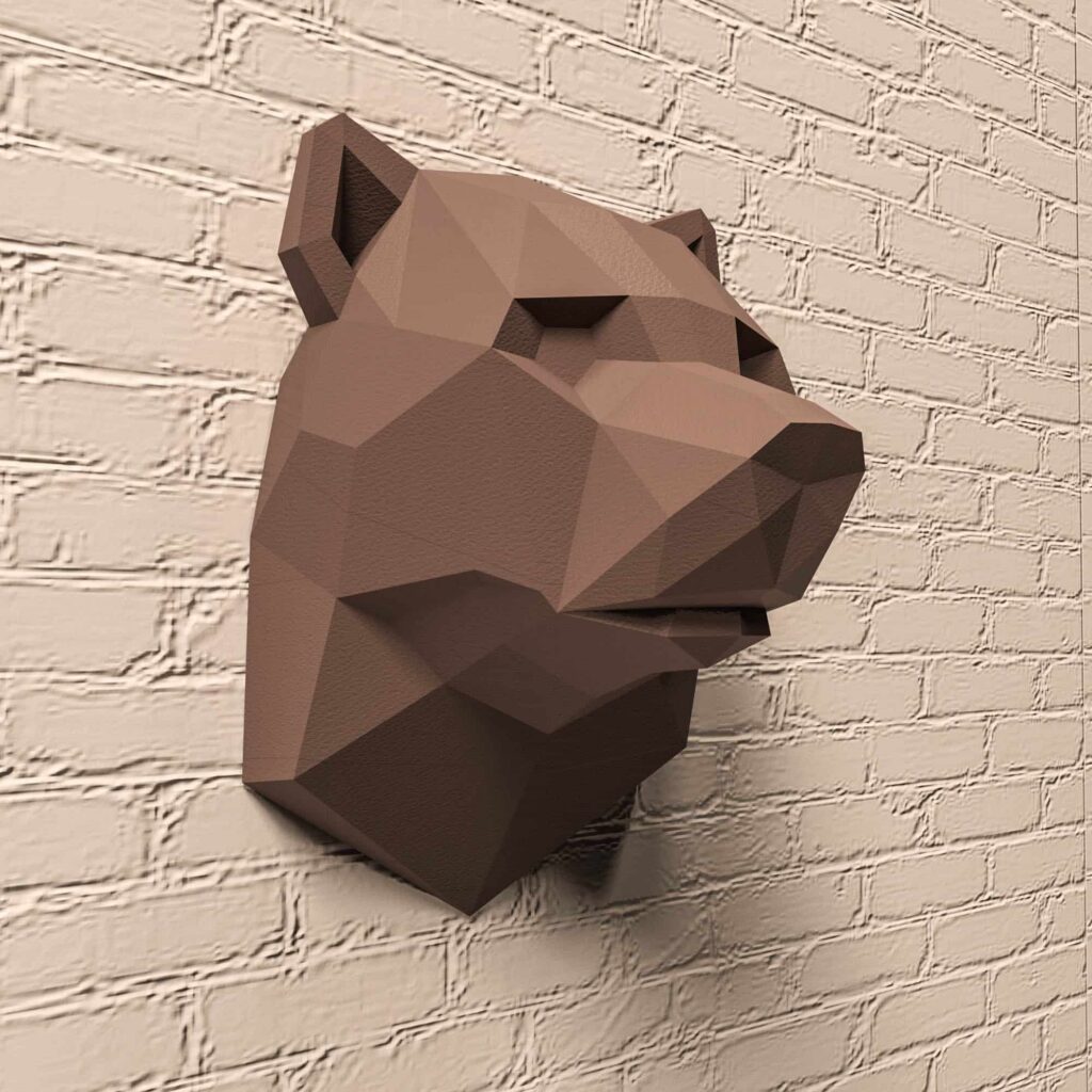 Papercraft tête d'ours en origami