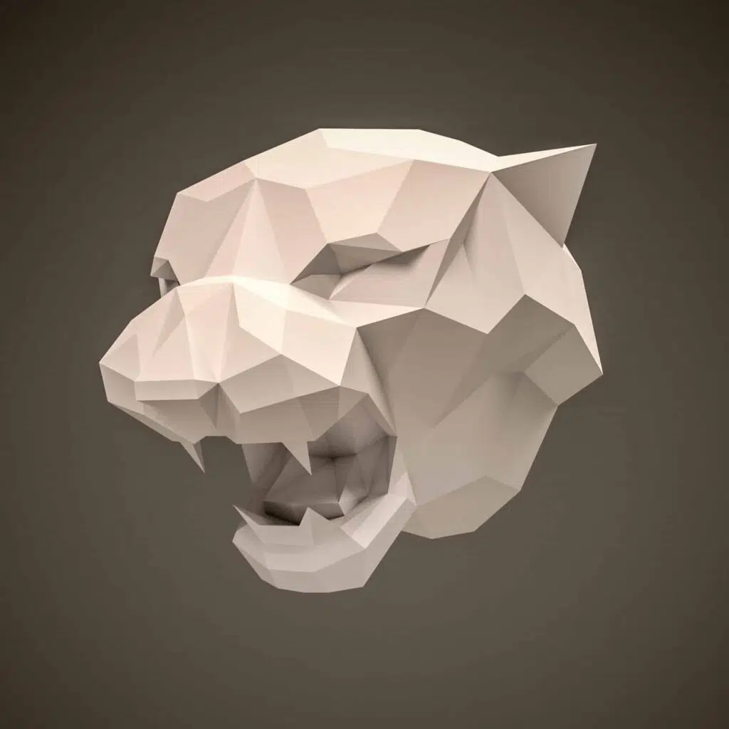 Papercraft tiger trophy in 3D origami