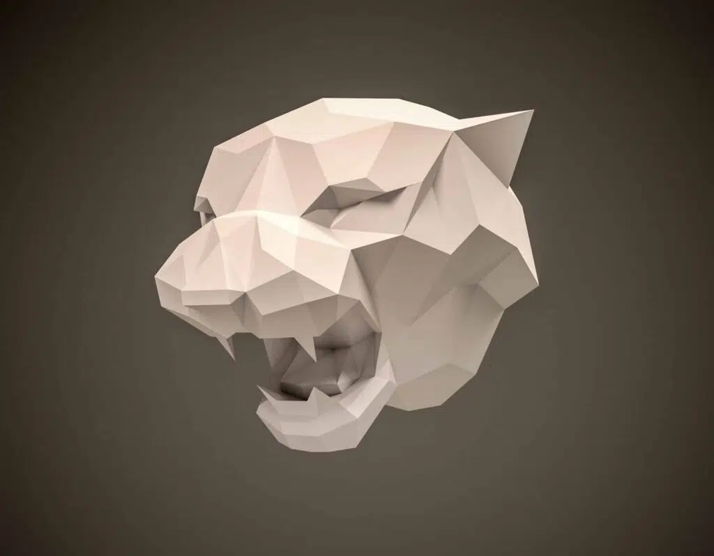 Tijger-trofee papercraft 3D, weergave 2