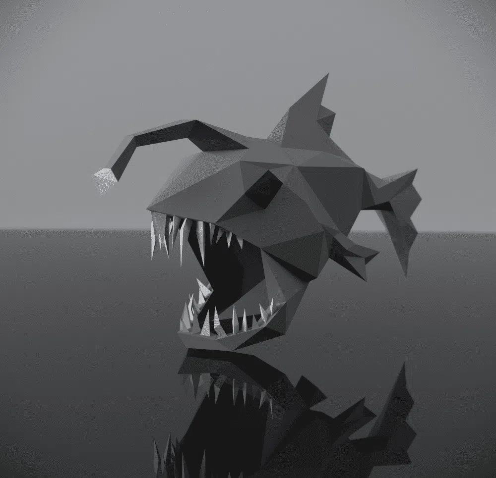 Origami 3D-Papercraft van lantaarnvis, weergave 2