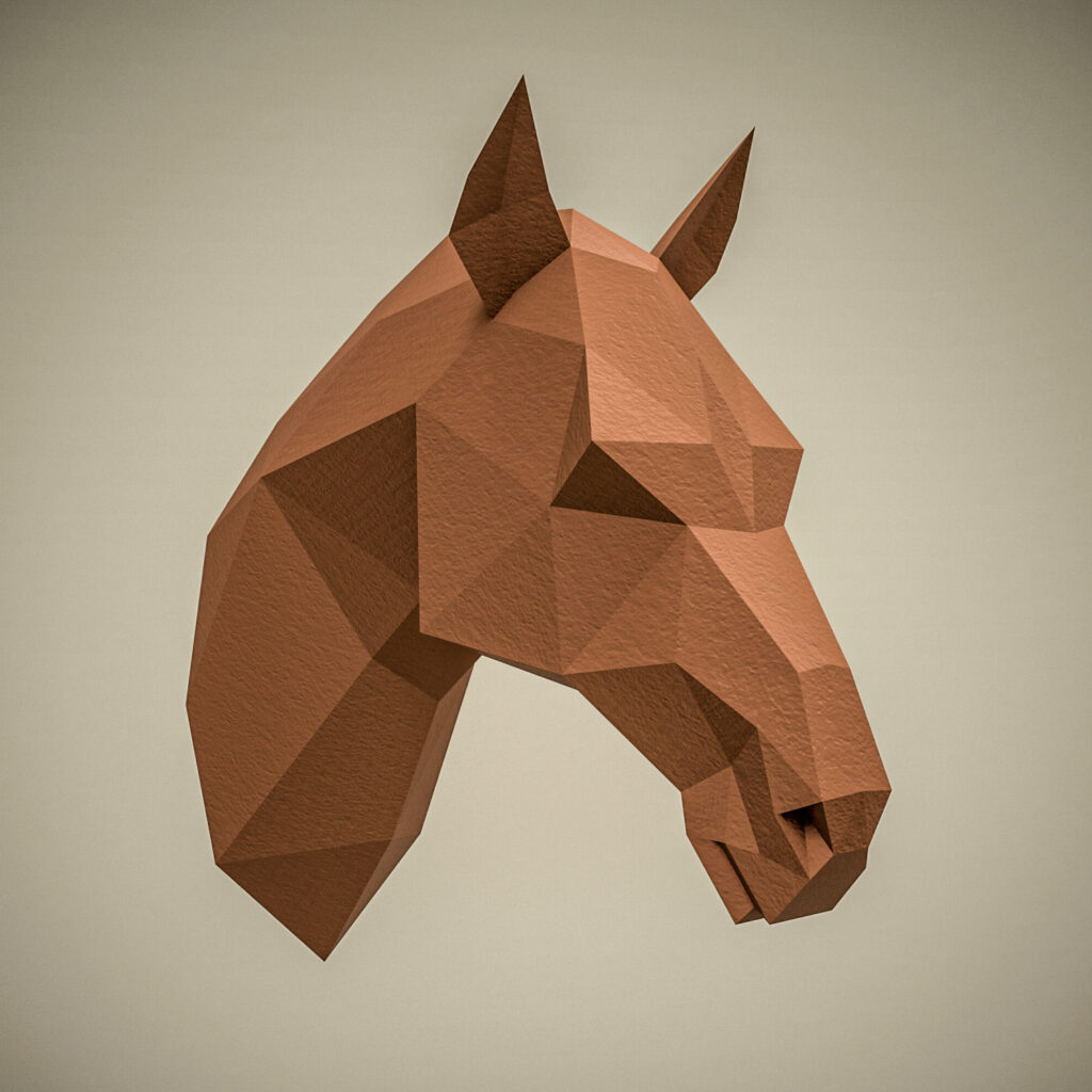 Papercraft horse head in origami