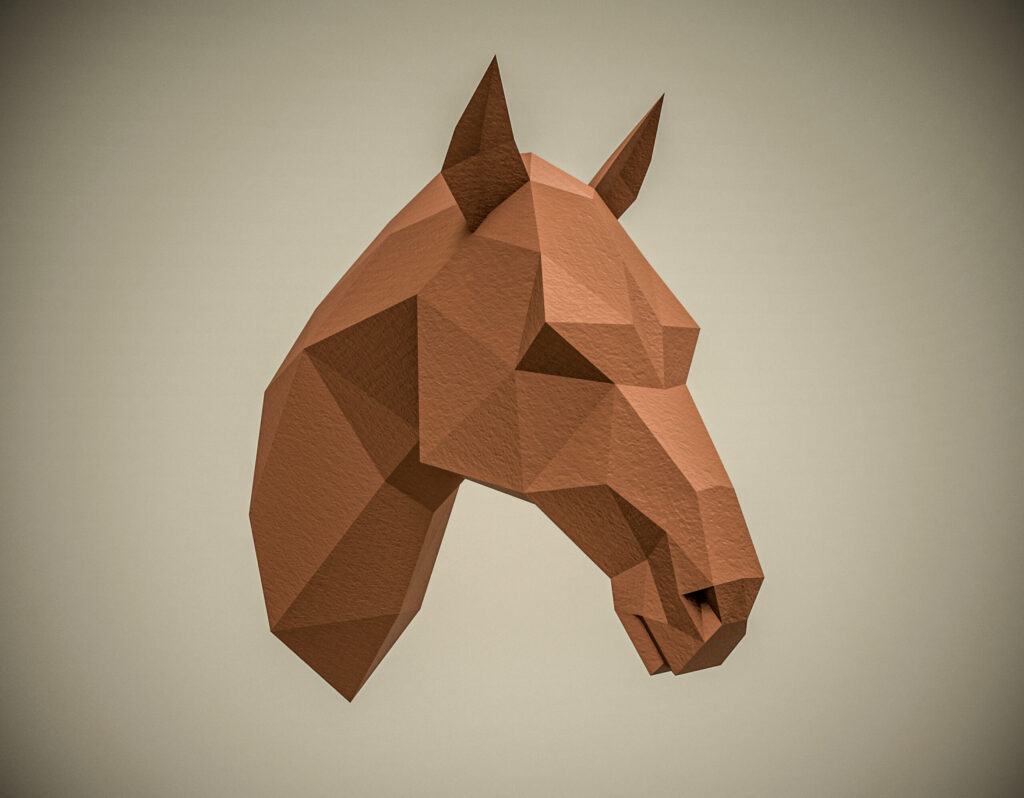 Papercraft cabeça de cavalo em origami