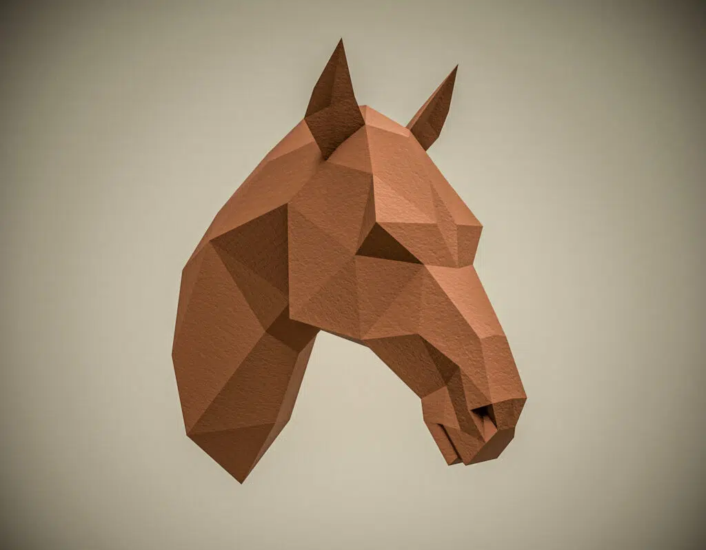 Paardenkop origami 3D papercraft, 3D-model