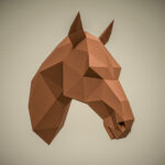 Papercraft cabeza de caballo en origami