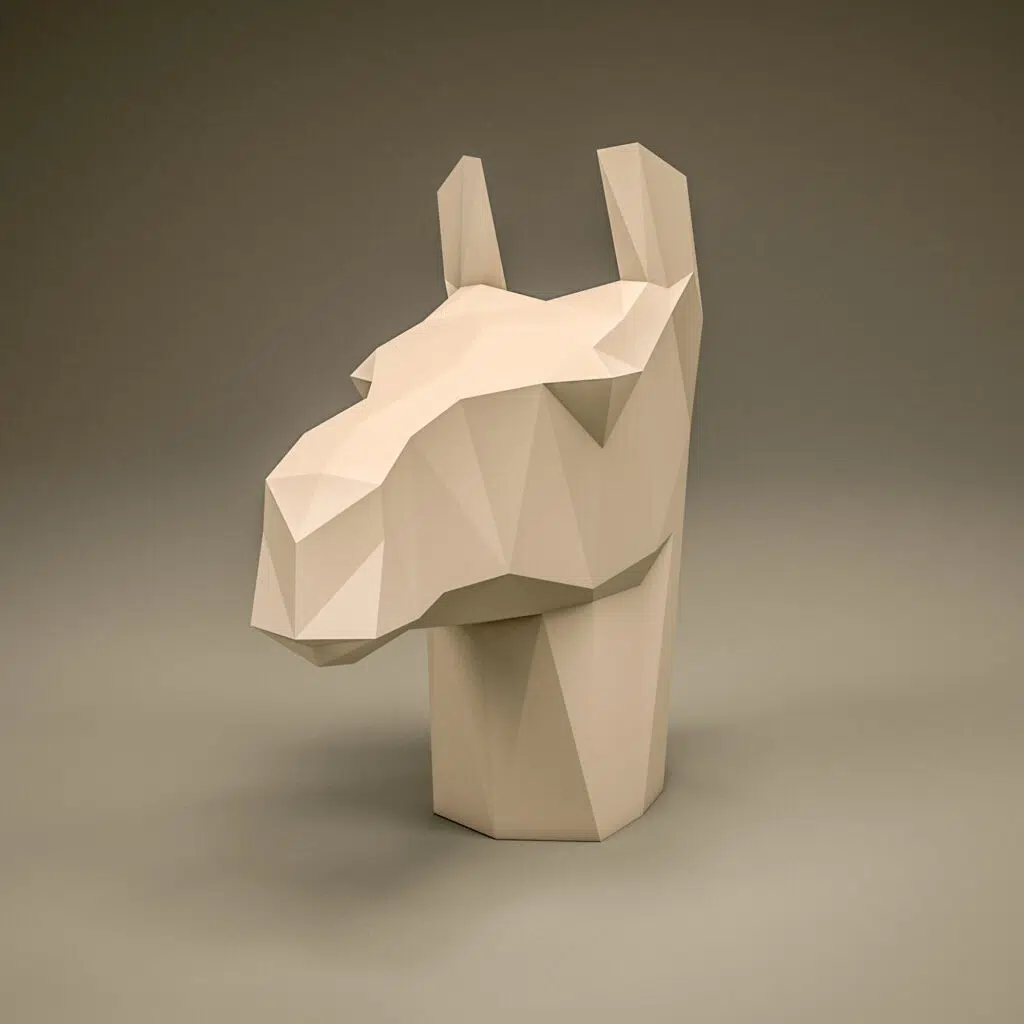 Papercraft Lama-Kopf zum Aufstellen in 3D-Origami