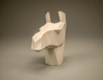 Papercraft llama head to display in 3D origami