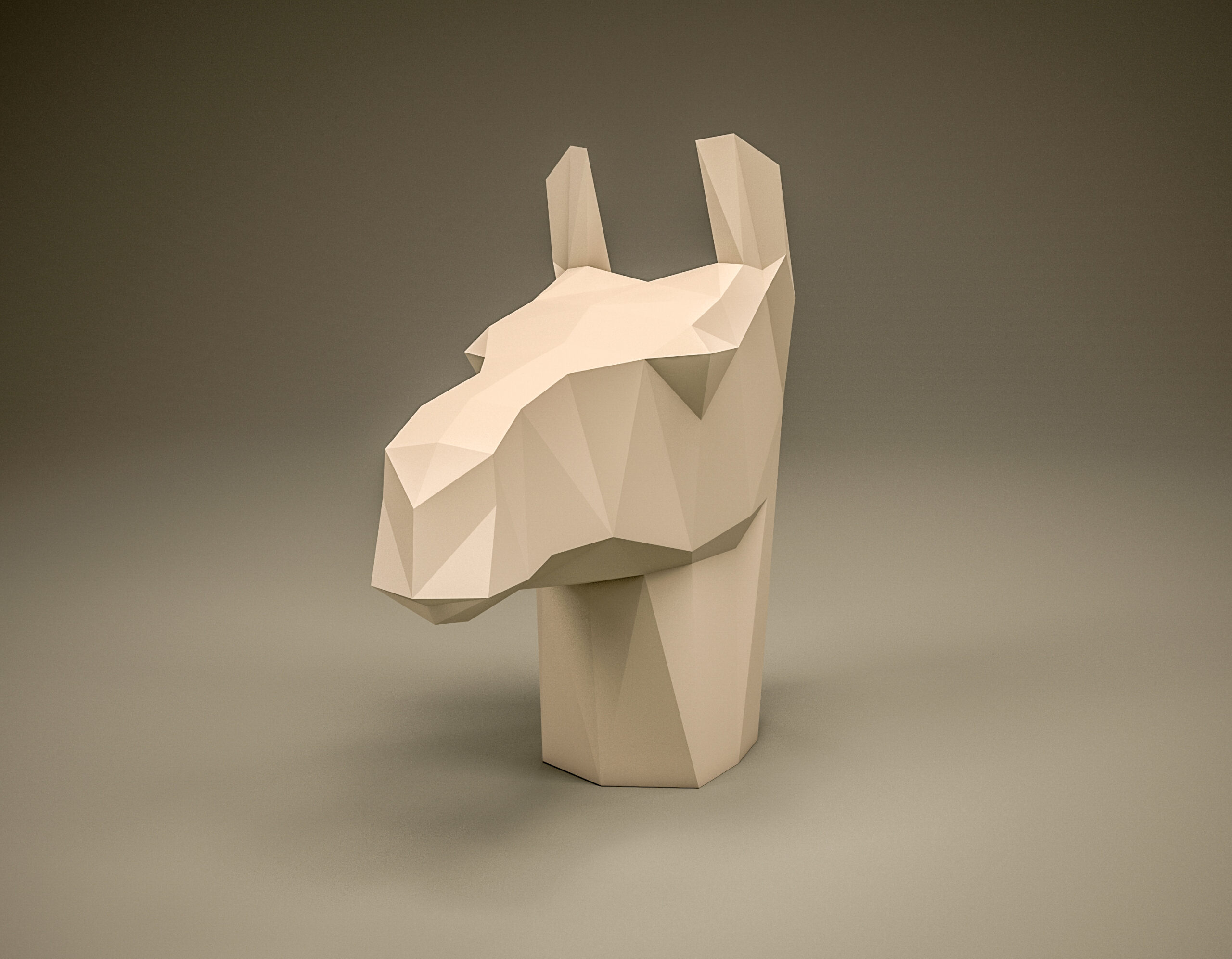 Papercraft llama head to display in 3D origami Papercraft llama head to display in 3D origami