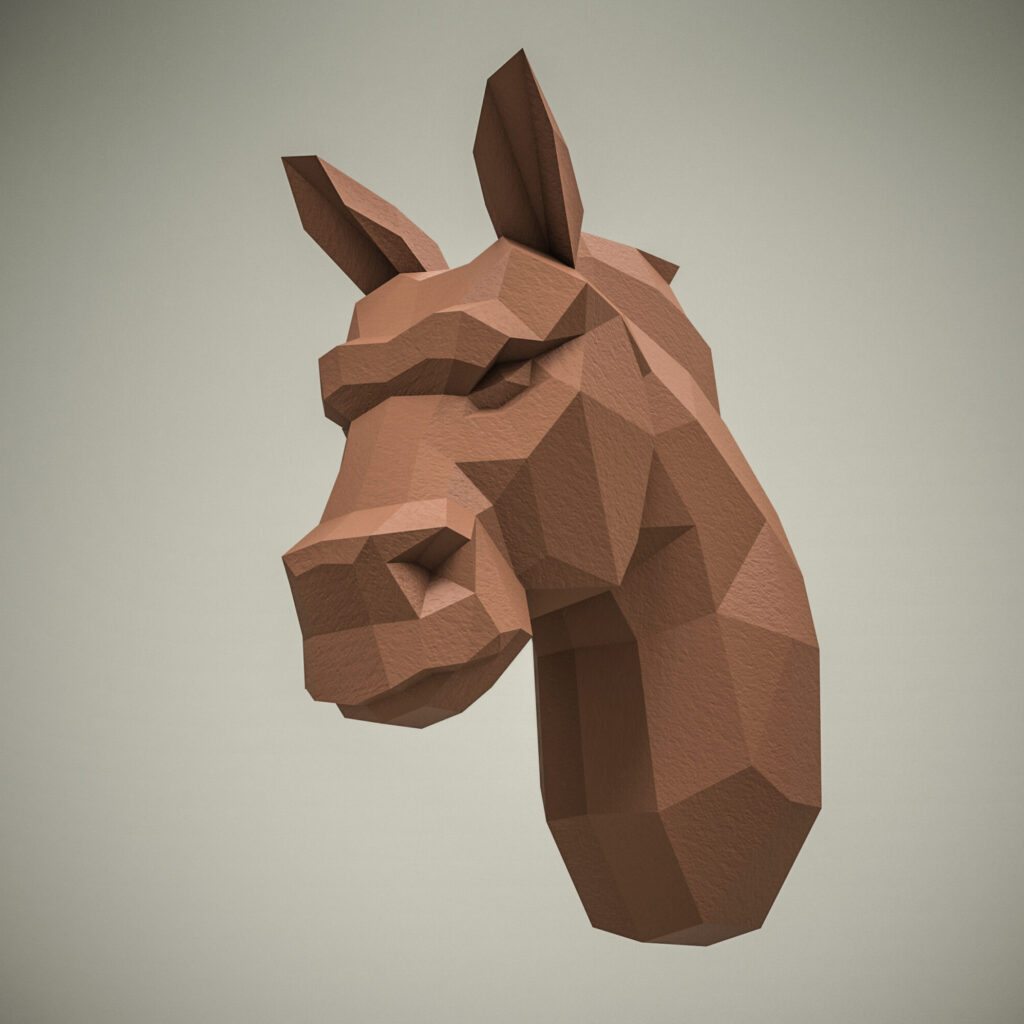 Papercraft of rearing horse in origami