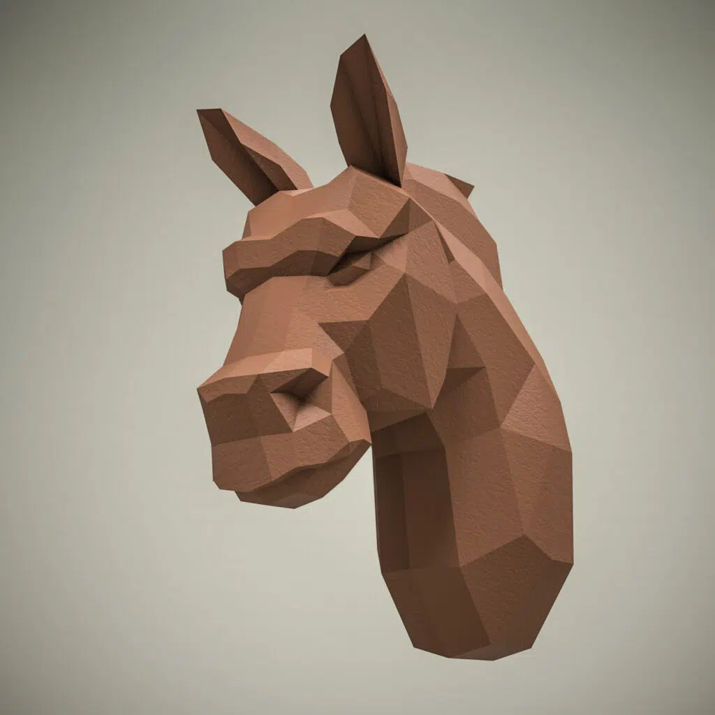 Papercraft testa di cavallo marrone scuro in origami