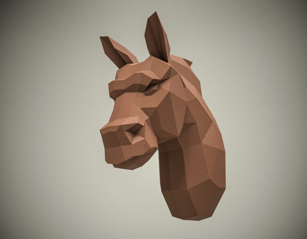 Papercraft cabeça de cavalo em origami