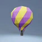 Papercraft de globo aerostático morado en origami 3D