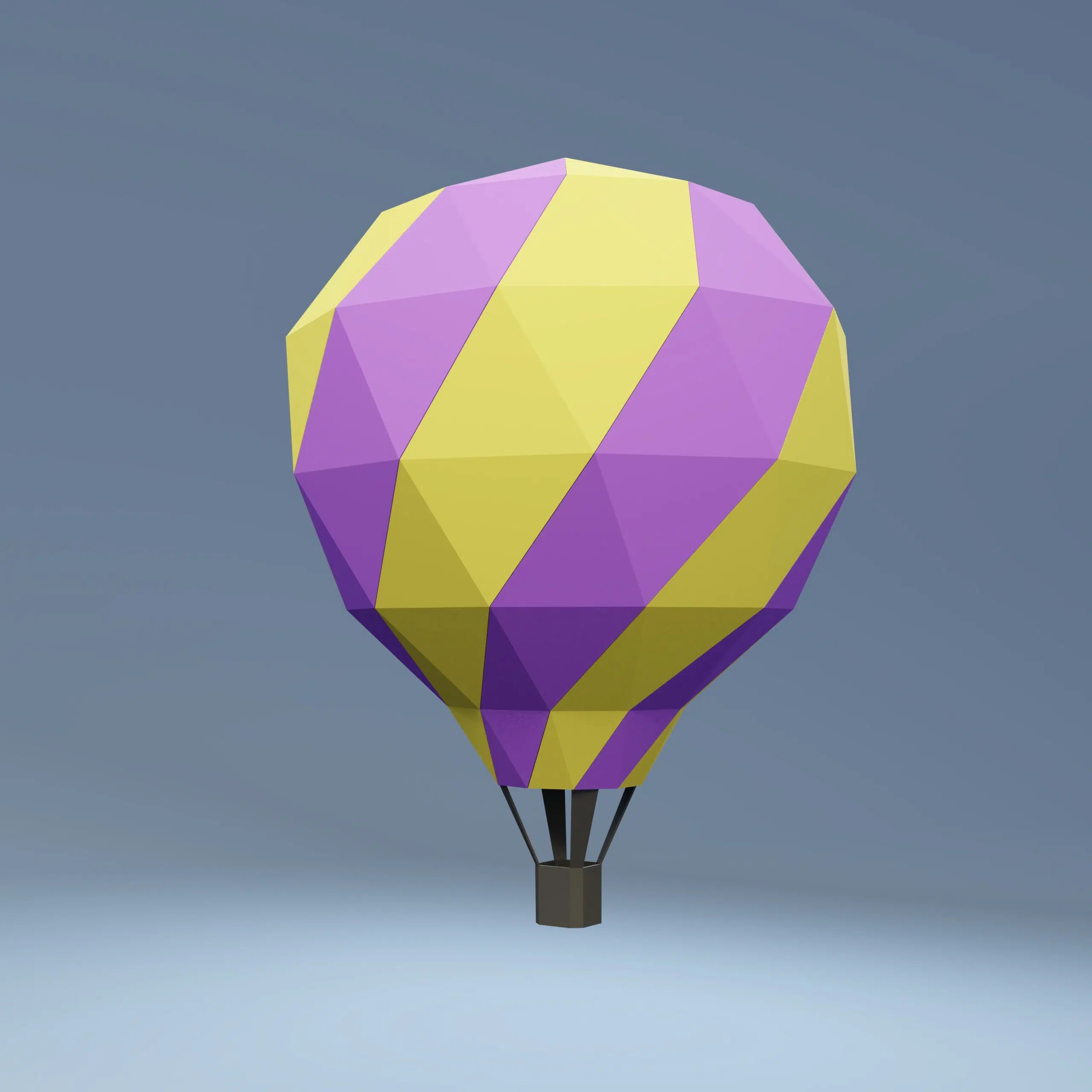 Papercraft de globo aerostático en origami 3D, vista lateral