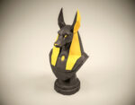 Papercraft bust of Anubis in 3D origami
