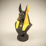 Papercraft bust of Anubis in 3D origami