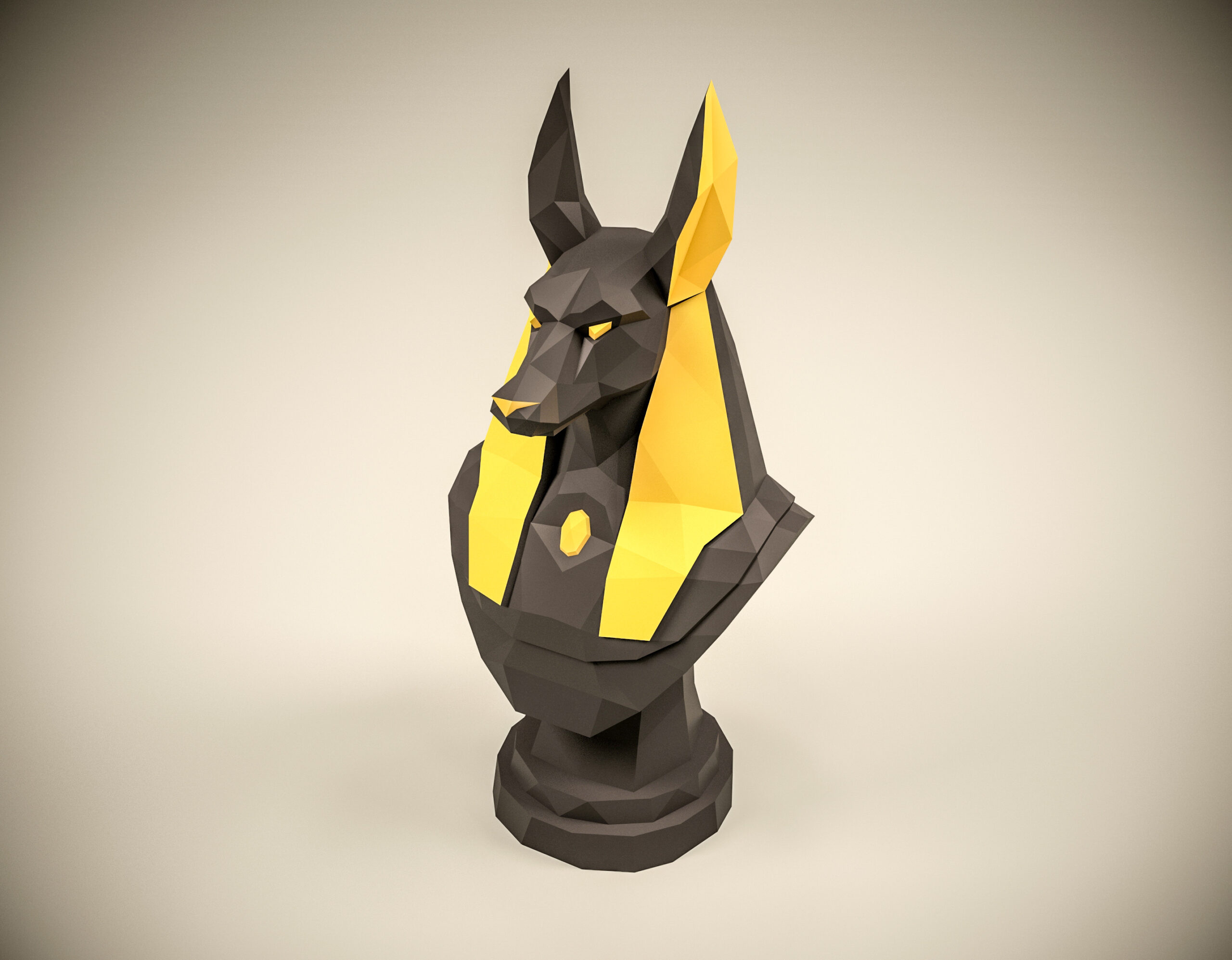 Papercraft bust of Anubis in 3D origami Papercraft bust of Anubis in 3D origami