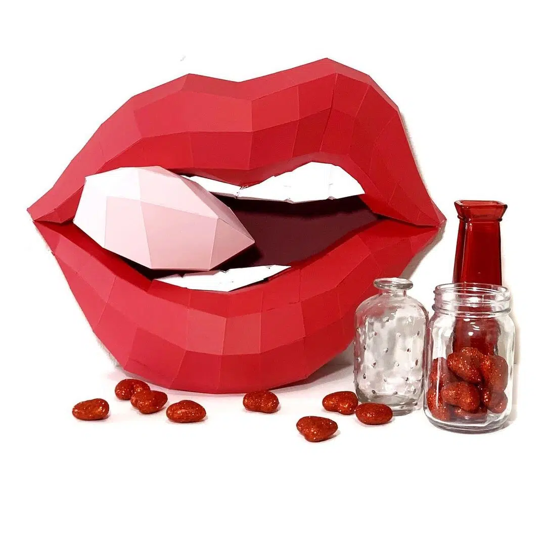 Rolling Stones-lippen papercraft 3D, weergave 13