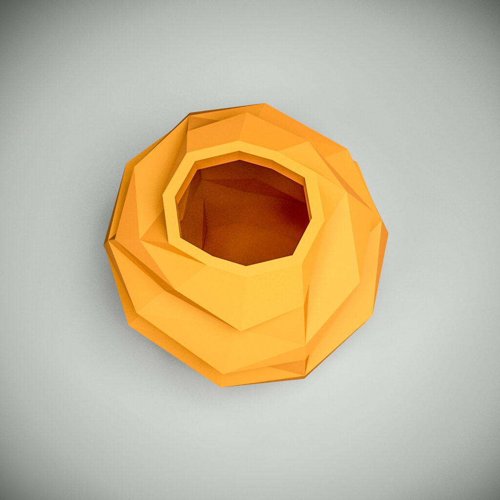 Papercraft round vase in 3D origami