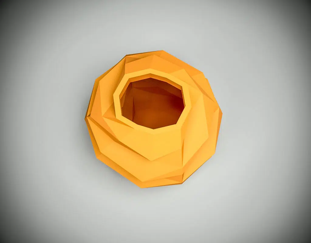 Papercraft de vaso redondo em origami 3D