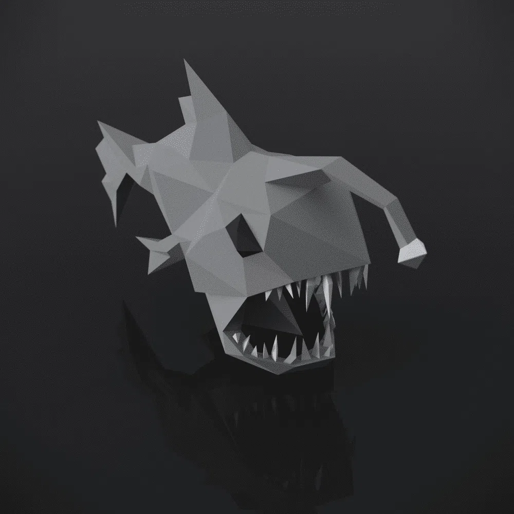 Origami 3D-Papercraft van lantaarnvis, weergave 3