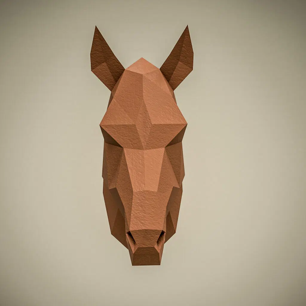 Papercraft horse head in origami