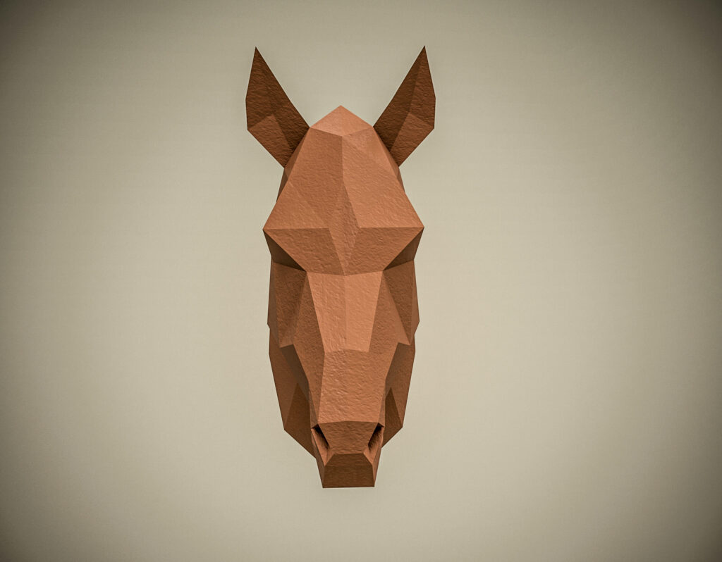 Papercraft cabeça de cavalo em origami