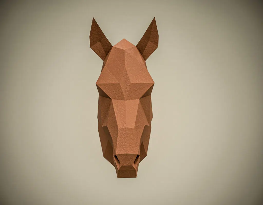 Paardenkop origami 3D papercraft, weergave 2