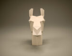Papercraft llama head to display in 3D origami