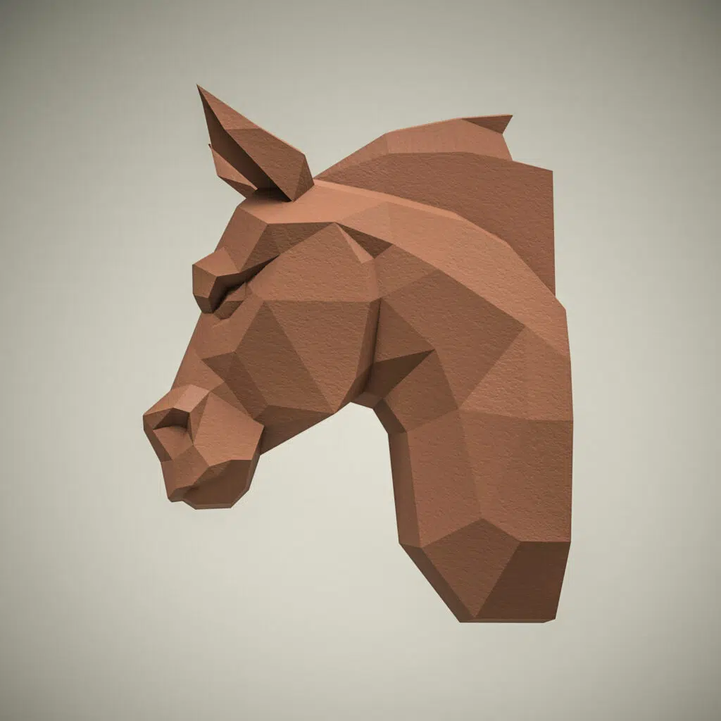 Papercraft horse head in origami 3D