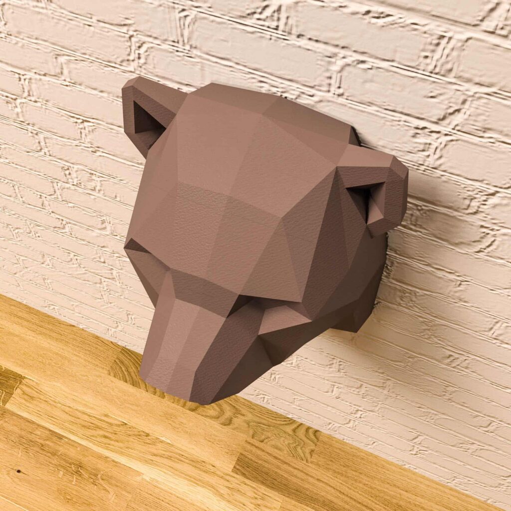 Papercraft tête d'ours en origami