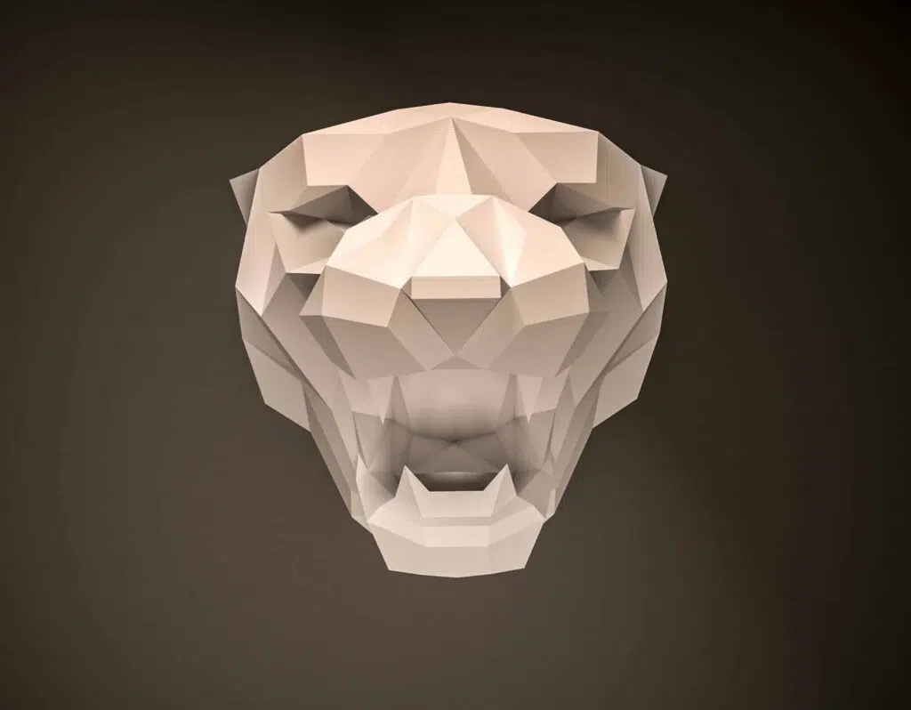 Tijger-trofee papercraft 3D, weergave 3
