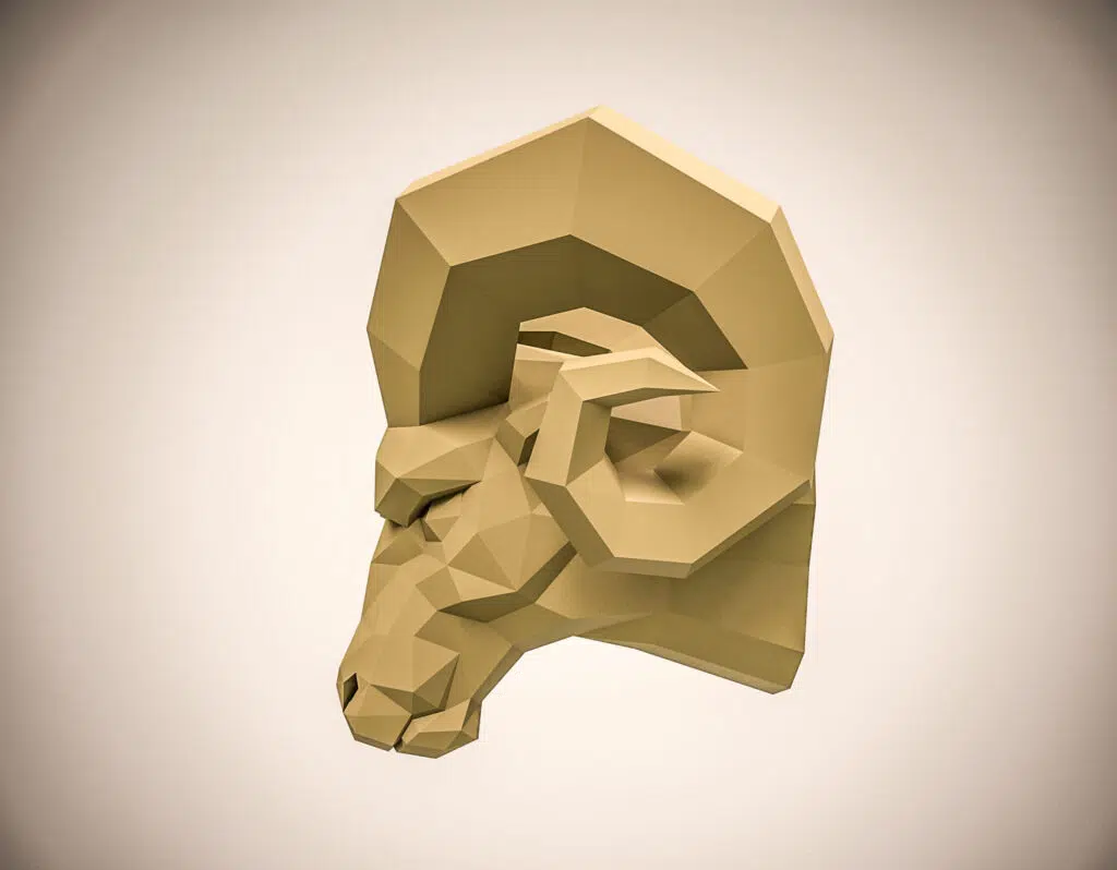 Papercraft de cabeça de carneiro em origami