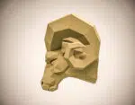 Papercraft ramskop in origami, weergave 3