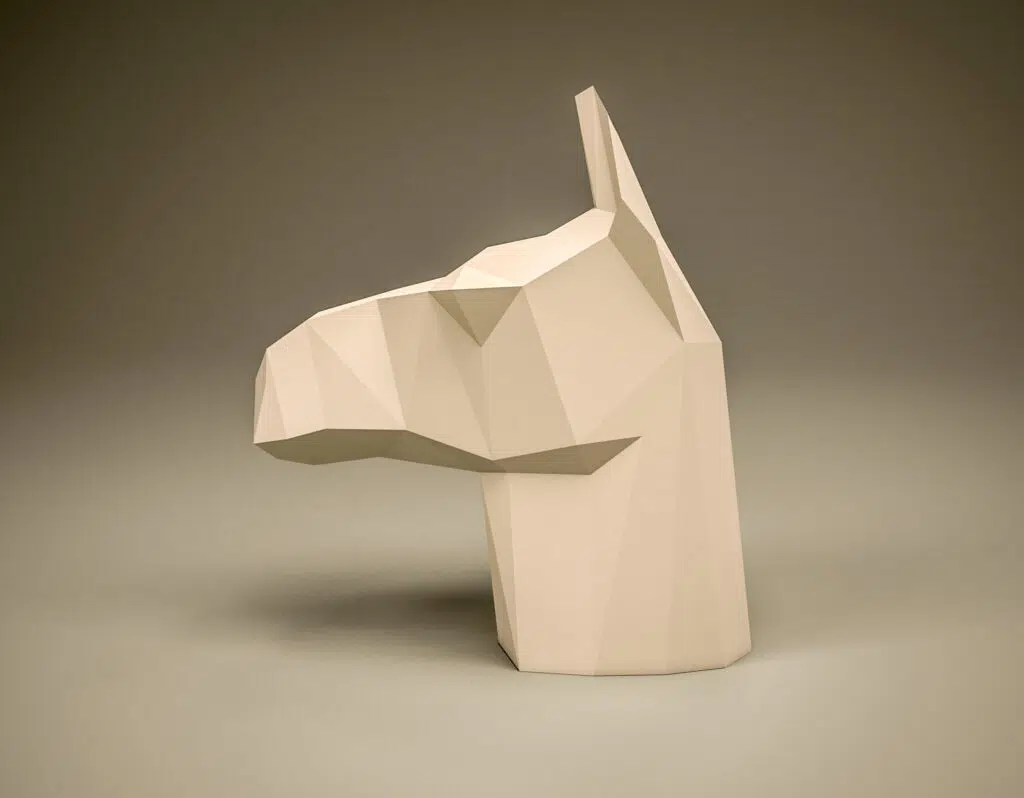 Papercraft de tête de lama à poser en origami 3D