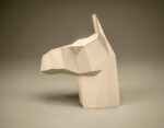 Papercraft llama head to display in 3D origami
